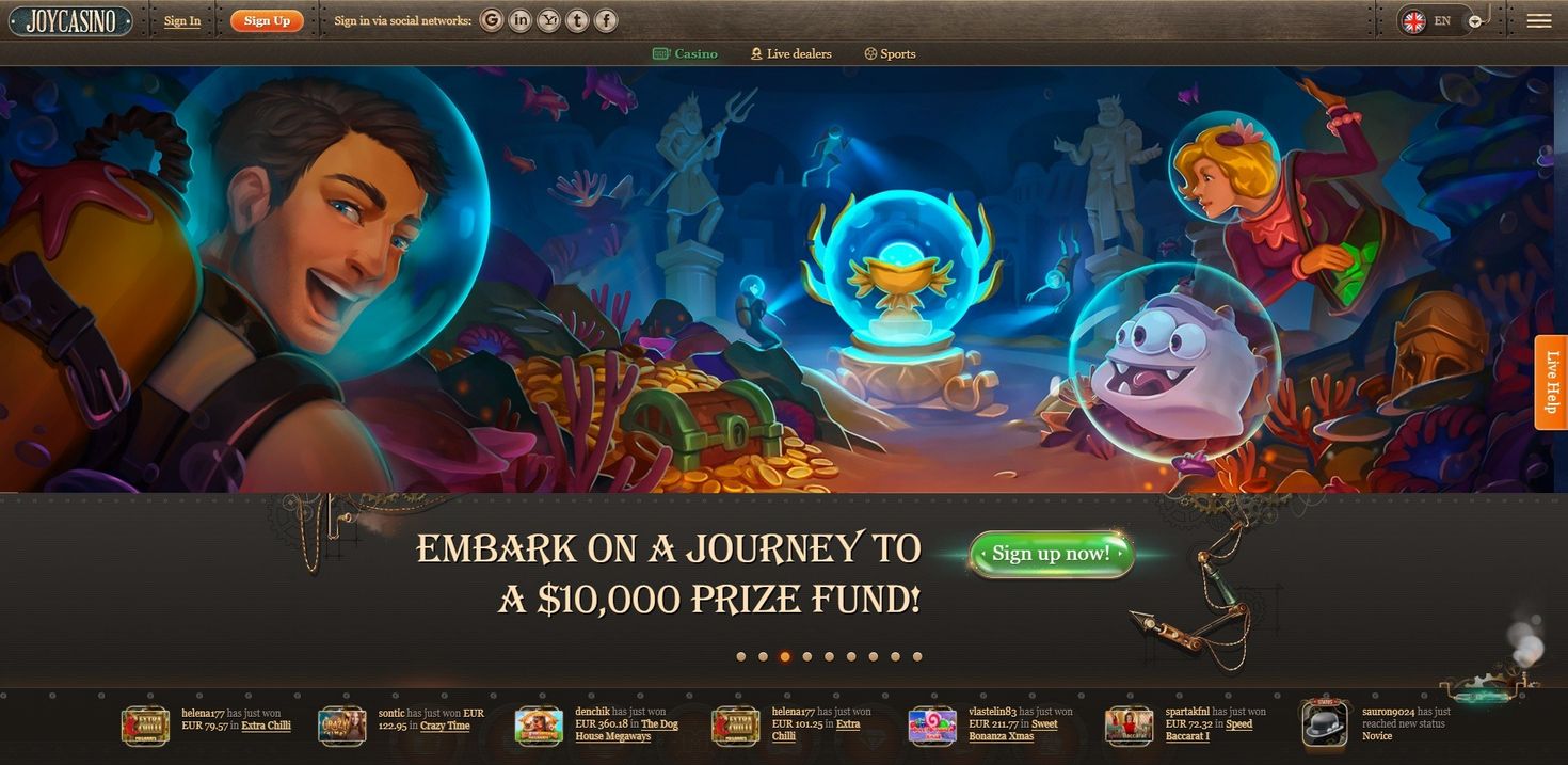 Вид редактора JoyCasino